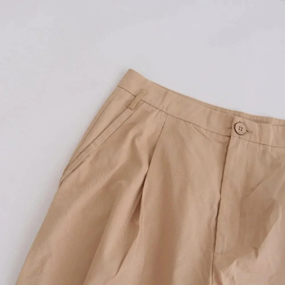 Free People Beige 100% Cotton Balloon  Palazzo Baggy Pleated Crop Pants 6 - Picture 11 of 12